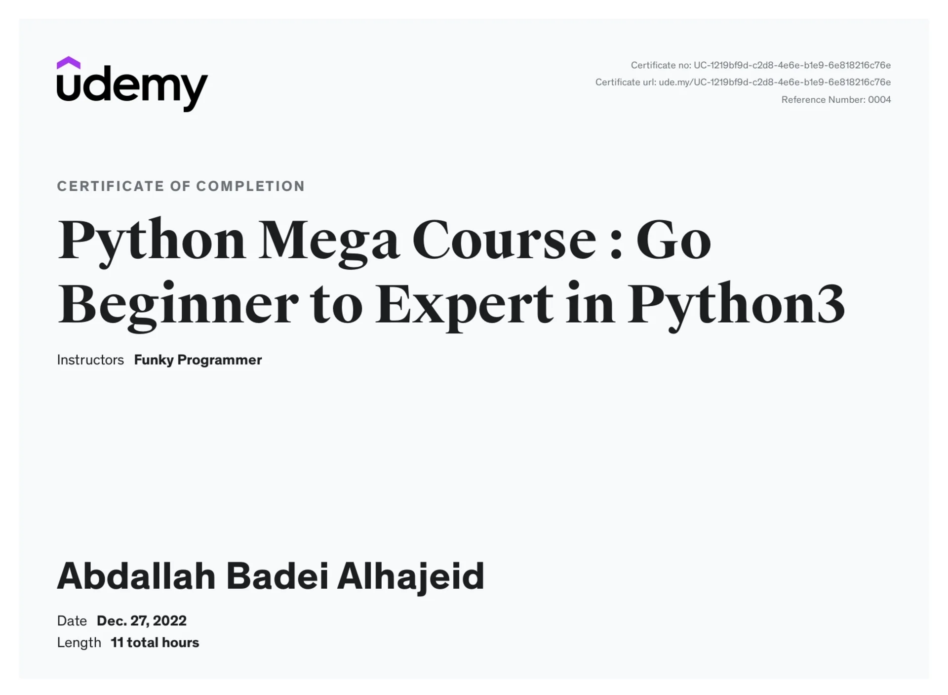 Python Mega Course : Go Beginner to Expert in Python3